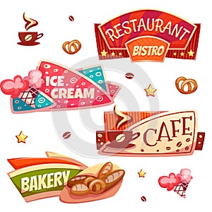 Vector set of brightly banners for cafe, bakery
