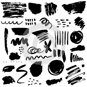 Vector set of brush textures and elements.