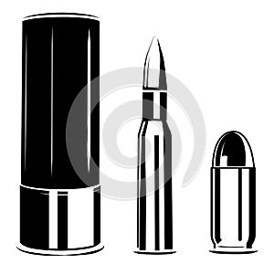 Vector set bullet caliber of weapon photo