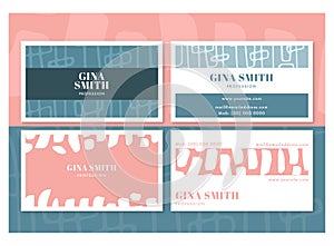 Vector set of business card with gina smith text photo