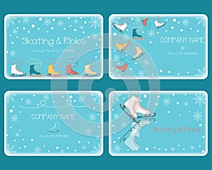 Vector set of business cards in doodle style with skate shoes.