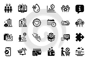 Vector Set of Business icons related to Strategy, Freezing water and Stop shopping. Vector