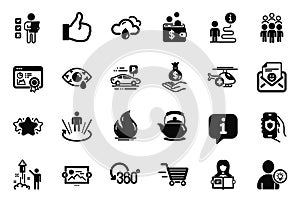 Vector Set of Business icons related to Teapot, Like and Fireworks. Vector