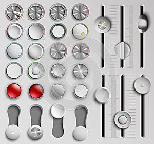 Set of buttons and faders, volume control