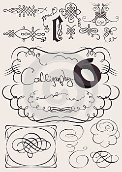 Vector set: calligraphic design elements