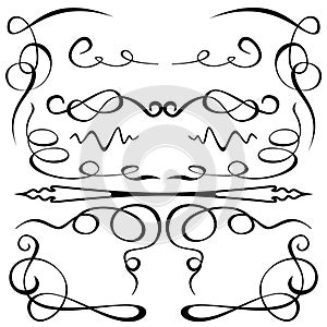 Vector set of calligraphic design elements and floral frames, corner, lines and floral frames, corner, lines
