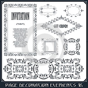 Vector set of calligraphic design elements and page decor