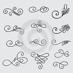 Vector set of calligraphic elements for design photo