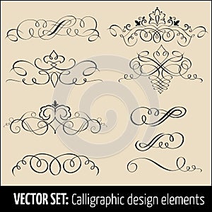 Vector set of calligraphic and page decoration design elements. Elegant elements for your design