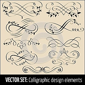 Vector set of calligraphic and page decoration design elements. Elegant elements for your design