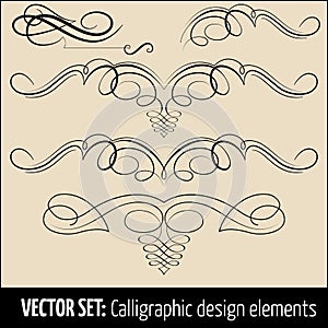 Vector set of calligraphic and page decoration design elements. Elegant elements for your design