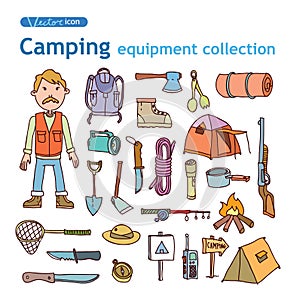Vector set of camping icons.