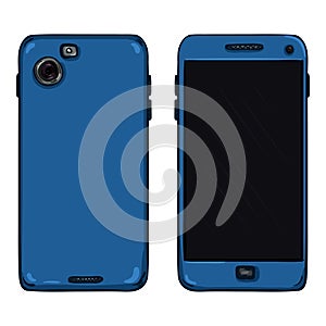 Vector Set of Cartoon Blue Smartphones