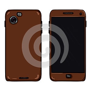 Vector Set of Cartoon Brown Smartphones