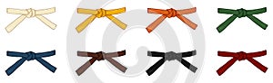 Vector Set of Cartoon Color Karate Belts