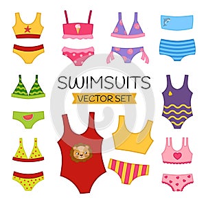 Vector set of cartoon swimsuits photo