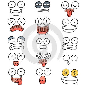 Vector set of cartoon face