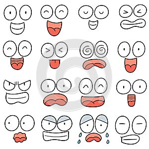 Vector set of cartoon face