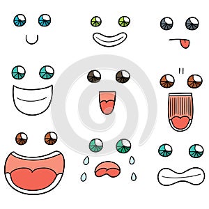 Vector set of cartoon face