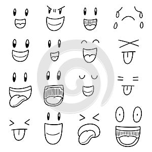 Vector set of cartoon face