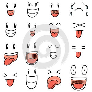 Vector set of cartoon face