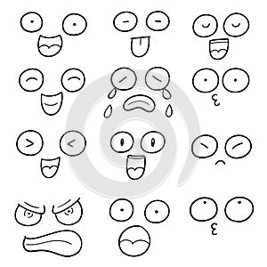 Vector set of cartoon face