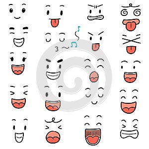 Vector set of cartoon face