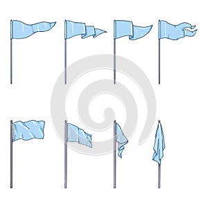 Vector Set of Cartoon Flags on Flagpoles