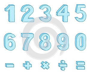 Vector Set of Cartoon Ice Figures and Mathematical Signs.