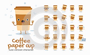 Vector set of cartoon images of Coffee Cup. Vector Illustration