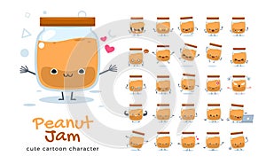 Vector set of cartoon images of Peanut Jam. Vector Illustration