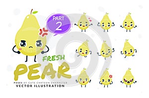 Vector set of cartoon images of Pear. Part 2