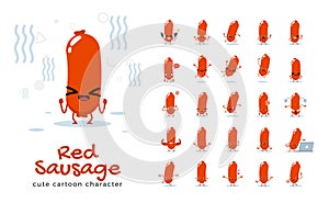 Vector set of cartoon images of sausage. Vector Illustration