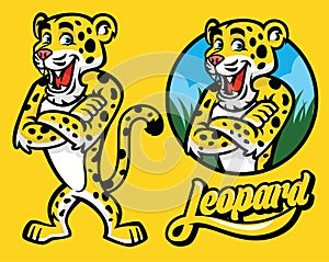 Set of cartoon of leopard character