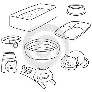 Vector set of cat accessories