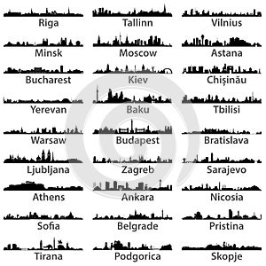 Vector set of ceast european cities