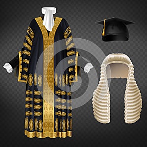 Vector set of ceremonial clothing for judges