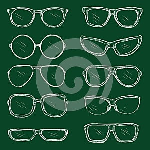 Vector Set of Chalk Eyeglass Frames photo
