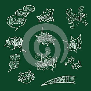 Vector Set of Sketch Comics Phrases and Effects