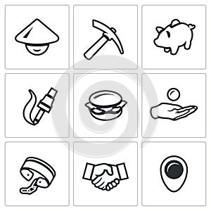 Vector Set of Cheap Labor Icons.