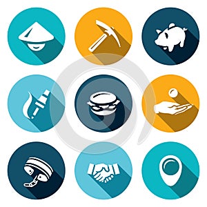 Vector Set of Cheap Labor Icons.