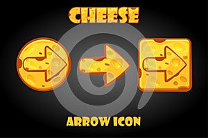 Vector set of cheese arrow buttons for game.