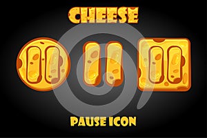 Vector set of cheese pause buttons for menu.