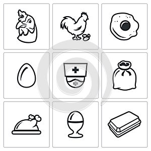 Vector Set of Chicken Icons.