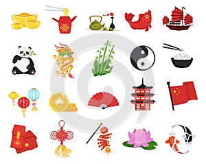 Vector set of China symbols isolated icons