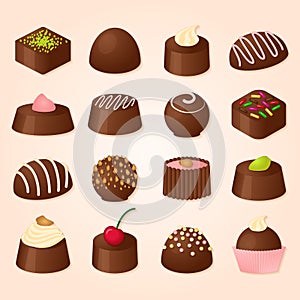 Vector set of chocÃÂolate candies