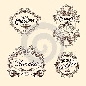 Vector set of chocolate labels, design elements