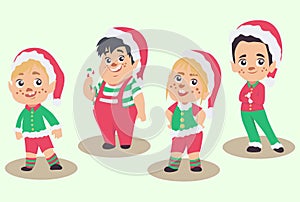 Vector set of Christmas elves, isolated on white background