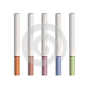 Vector Set of Cigarettes With Colored Filters