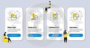 Vector Set of Cleaning icons related to Hand washing, Window cleaning and Bucket with mop. Vector